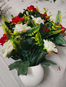 Artificial Flower Arrangement with White Vase