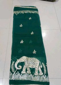 Emerald Green Saree with Elephant Motif