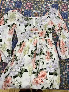 Floral Print V-Neck Mini Dress