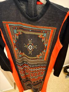 W- gracefull Printed Orange &amp; Black Kurta