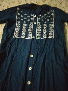 Blue Embroidery Rayon Kurti