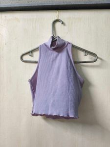 Lilac Cropped Turtleneck Top