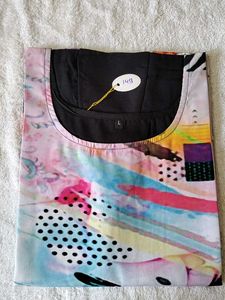 Women Kurti Colorful Abstract Print Tunic Top L
