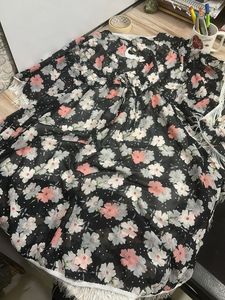 Black Floral Print Gown with Tassels