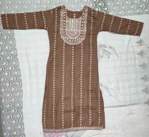 Stylish Brown Embroidered Kurta Set