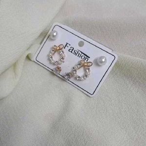 Chic Bow Pearl &amp; Crystal Earring Set(3)