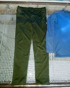 Men's Blue Long Sleeve Top and Black Pants