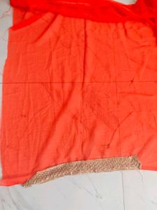 Vibrant Orange Embroidered Saree