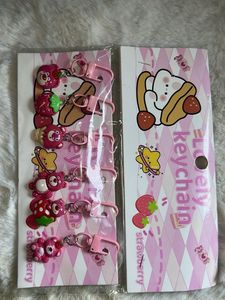 Cute Strawberry Bear Keychain Set