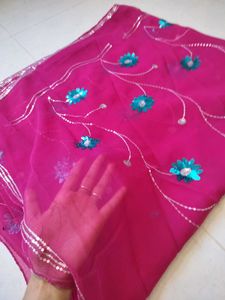 Beautiful Pink Saree with Sequins