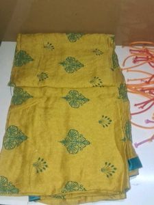 Yellow Dupattas Green Print