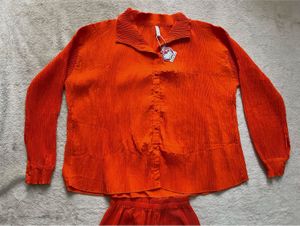 Pleated Orange oversized co ord set