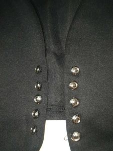 Edgy Black Crop Top with Buckle Detail no 128