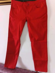 Very aesthetic Vibrant Red Slim Fit Pants