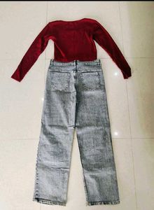 2 Trendy Wide Leg Jeans &amp; Tops