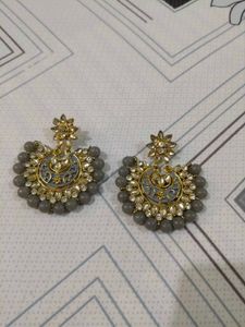 Elegant Grey Jhumka Earrings