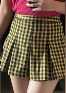 Yellow Plaid Mini Skirt