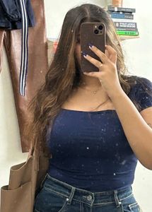 Navy Blue Square Neck Bodysuit