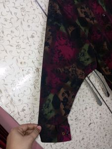 Abstract floral button up designer shirt