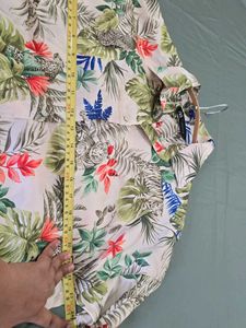 Oversized Satin Beachy Floral Long Shirt
