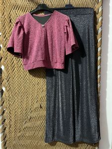 Sparkly Wide Leg Pants With Beautiful Top