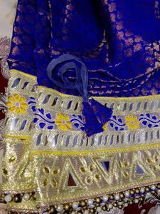 royal blue banarasi jacquard febric with  mirror a