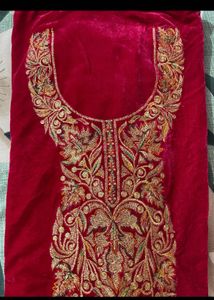 Embroidered Velvet Kurti N Bottom Set