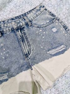 Distressed multi colored  Denim Shorts