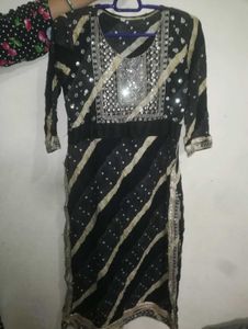 Designer Black Kurta with Mirror Work