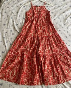 Orange &amp; Cream Print Maxi Dress