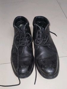 Men's Black ID Leather Work Shoes 🥾