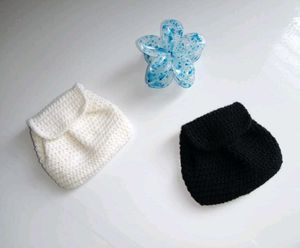 Handmade Crochet Mini Pouch | Black & White |