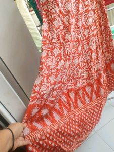 Orange Block Print Kurta