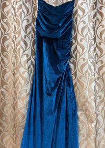 Elegant Royal blue Velvet Ruched Dress
