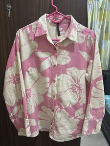Chic Pink Floral Button-Up Shirt