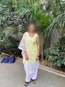 Embellished Sleeveless Lime Green kurti