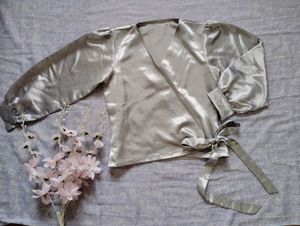 Elegant Satin Wrap Blouse
