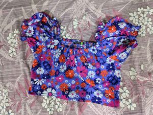 Floral Puff Sleeve Crop Top