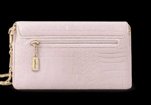 Elegant Pink Croc Embossed Clutch Bag