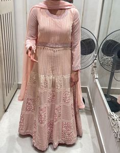 Ethnic Dress With Dupatta And Lucknowi Pattern
