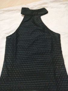 Chic Black Textured Halter Top