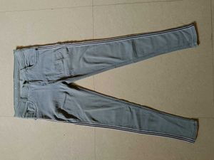Grey Skinny Jeans with Side Stripe