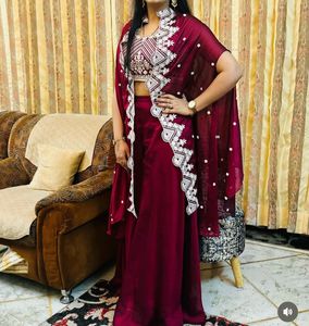Elegant Maroon Embroidery 3 piece set