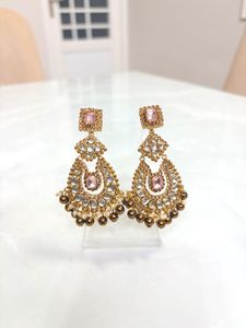 Handcrafted Elegant Kundan & Pearl Drop Earrings