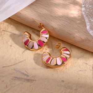 Chic Pink &amp; Gold Hoop Earrings