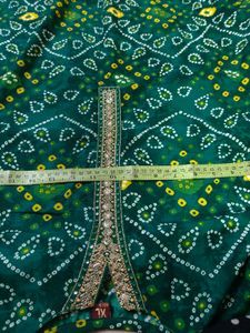 Green Bandhani Print Kurta with sequin work