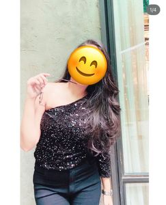 Sparkly Black One-Shoulder Sequin Top