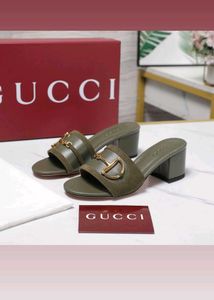 Gucci Green Block Heel Mules
