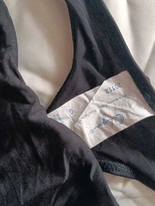 Black Thong with Rose Detail