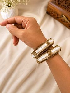 Elegant Pearl and Rhinestone Bangles